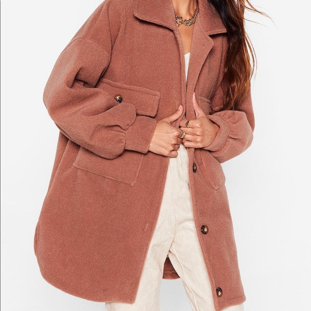 Nasty Gal Faux Wool Oversized Shacket